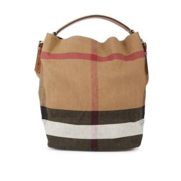 Burberry Ashby Canvas Check Bucket Bag - Picture 1 of 3